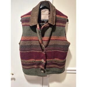 Tsunami Vest Vintage Canada Fleece Striped
Button Front Vest Size XL